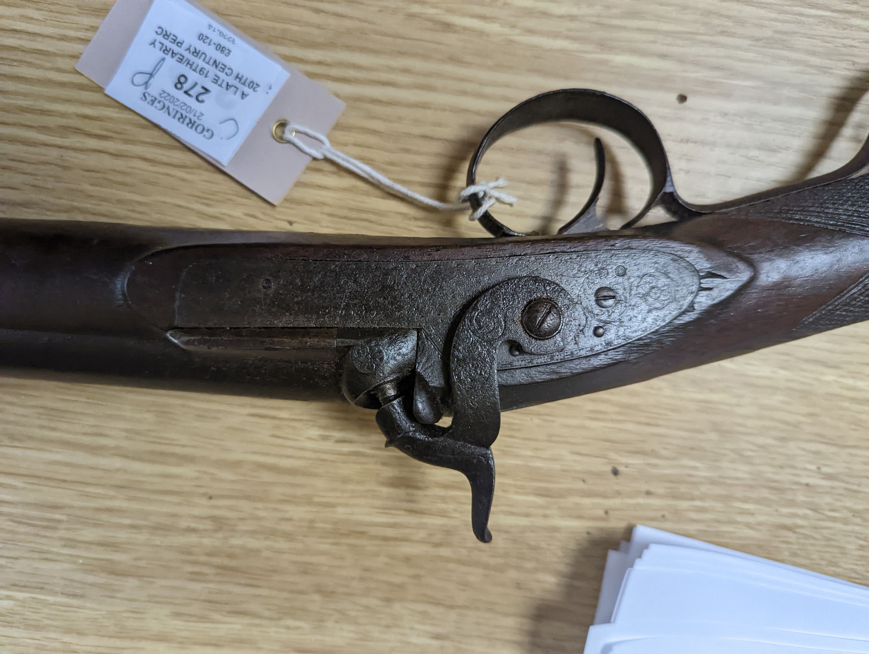 A late 19th/early 20th century percussion cap musket,115 cms long.